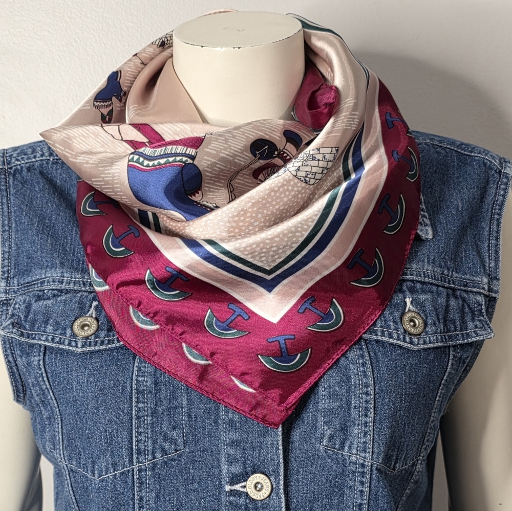 Vintage 1980s Native Scenic Print Scarf By Skemo Canada